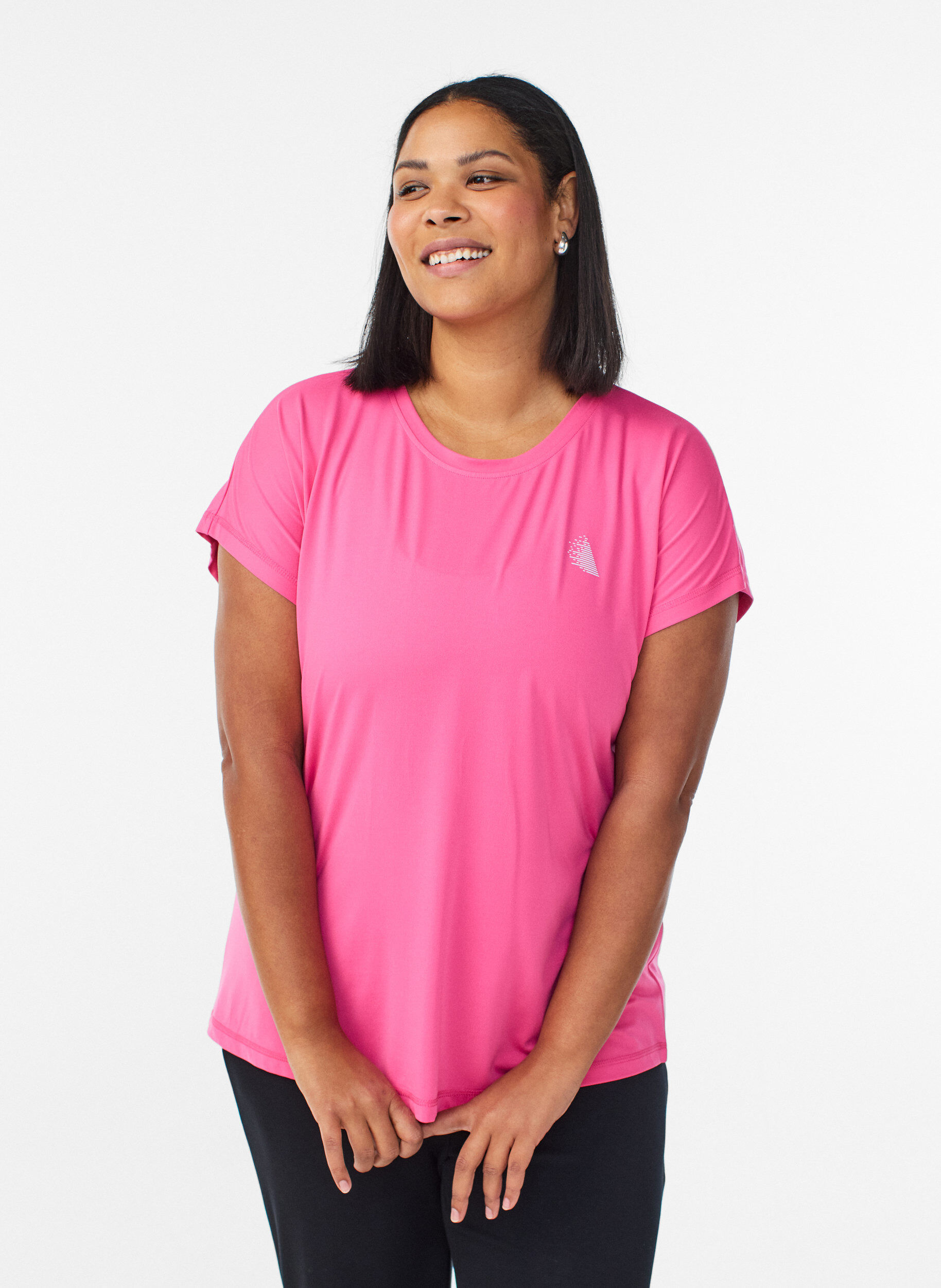 Effen gekleurd trainingsshirt, Roze, Model