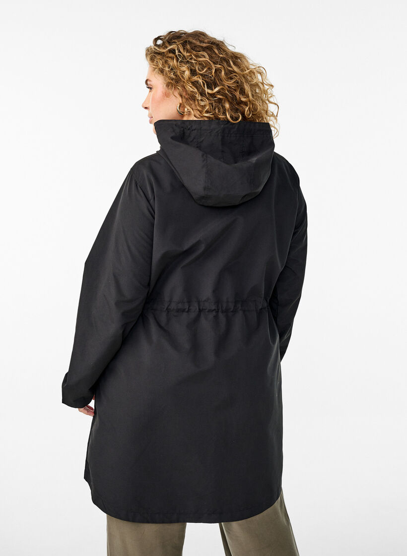 Lichtgewicht parka met een capuchon, Zwart, Model image number 2