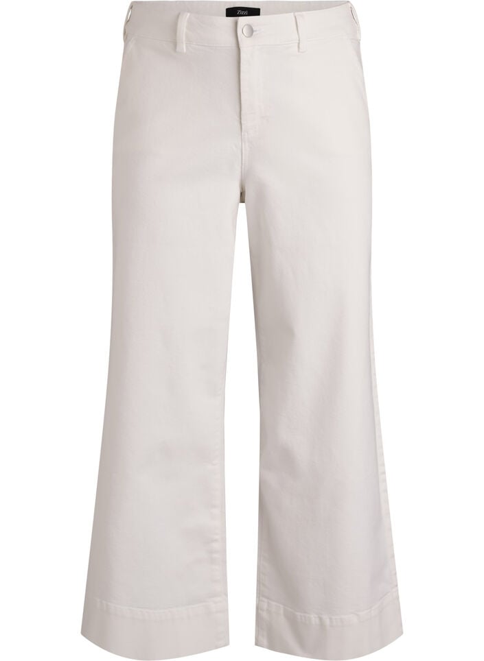 Myra high waist jeans met een wide fit, Wit, Packshot image number 0