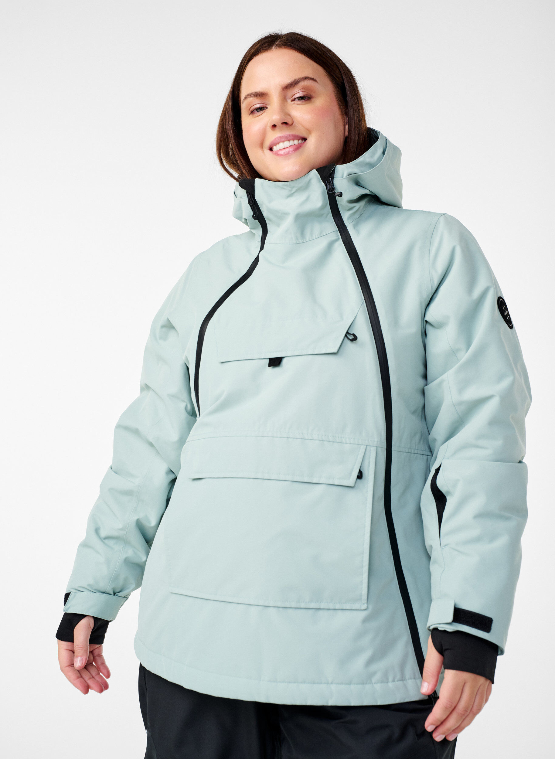 Zizzi Functionele ski-anorak met capuchon, Groen, Model image number 0