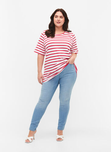 Gestreept katoenen t-shirt, Bright Rose Stripes, Model image number 2