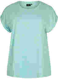 Gemêleerd t-shirt met korte mouwen, Turquoise Mél
