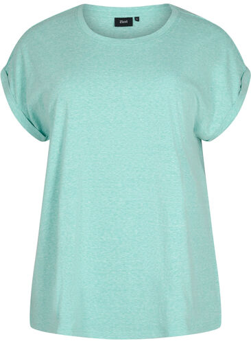 Gemêleerd t-shirt met korte mouwen, Turquoise Mél, Packshot image number 0