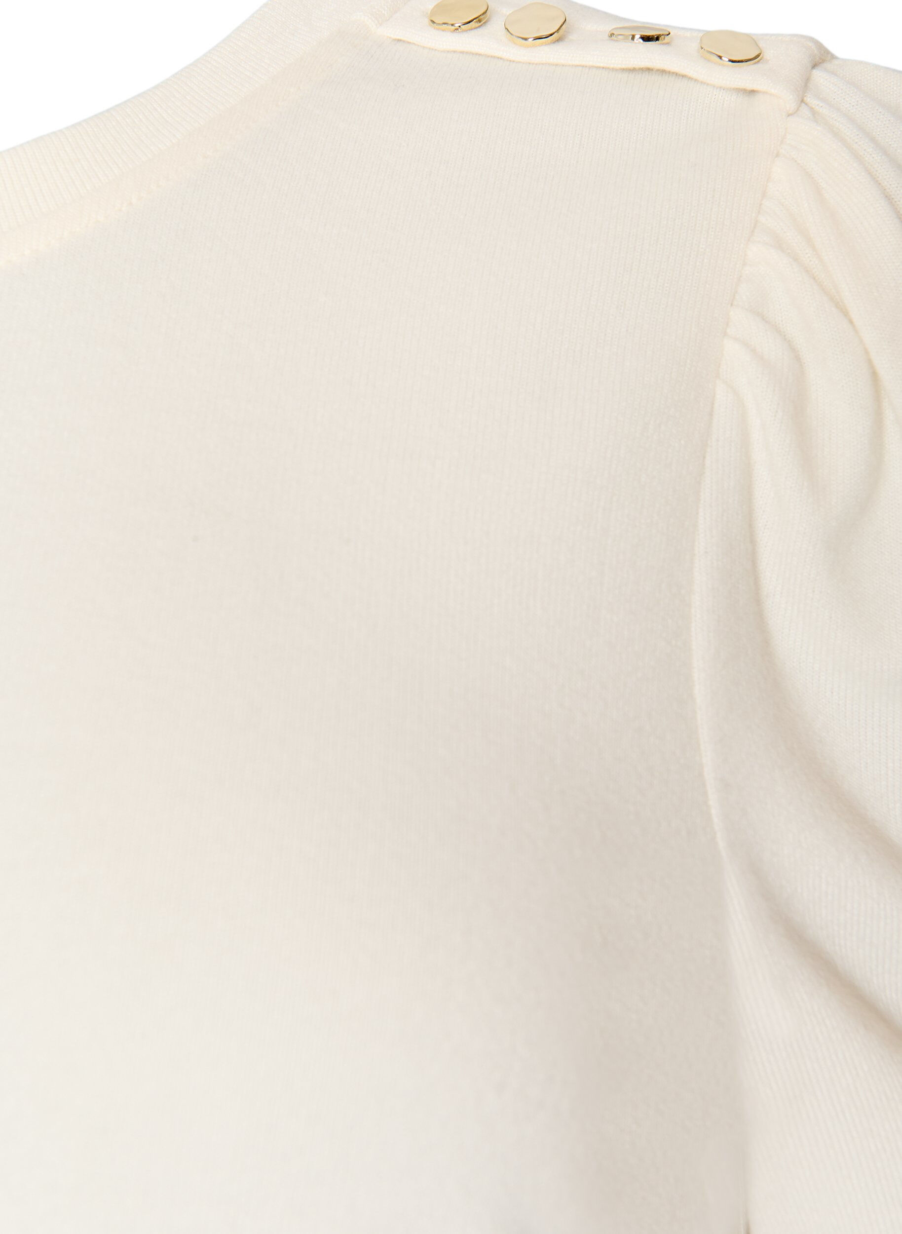 ZizziBlouse met knoopdetail en korte pofmouwen, Beige, Packshot image number 2