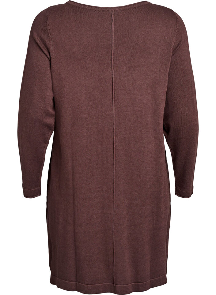 Gebreide jurk in katoen-viscose blend, Bruin, Packshot image number 1