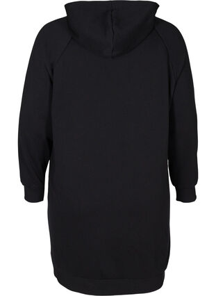 Lang sweatshirt met capuchon en print, Black, Packshot image number 1