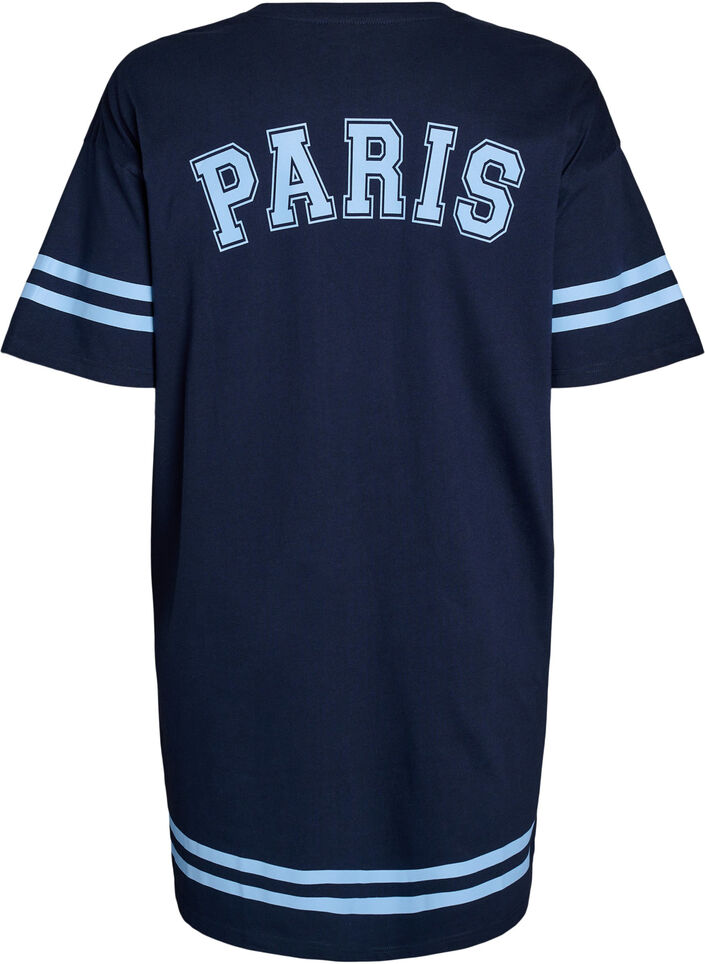 Kort T-shirtjurkje met sportieve details, Blauw, Packshot image number 1