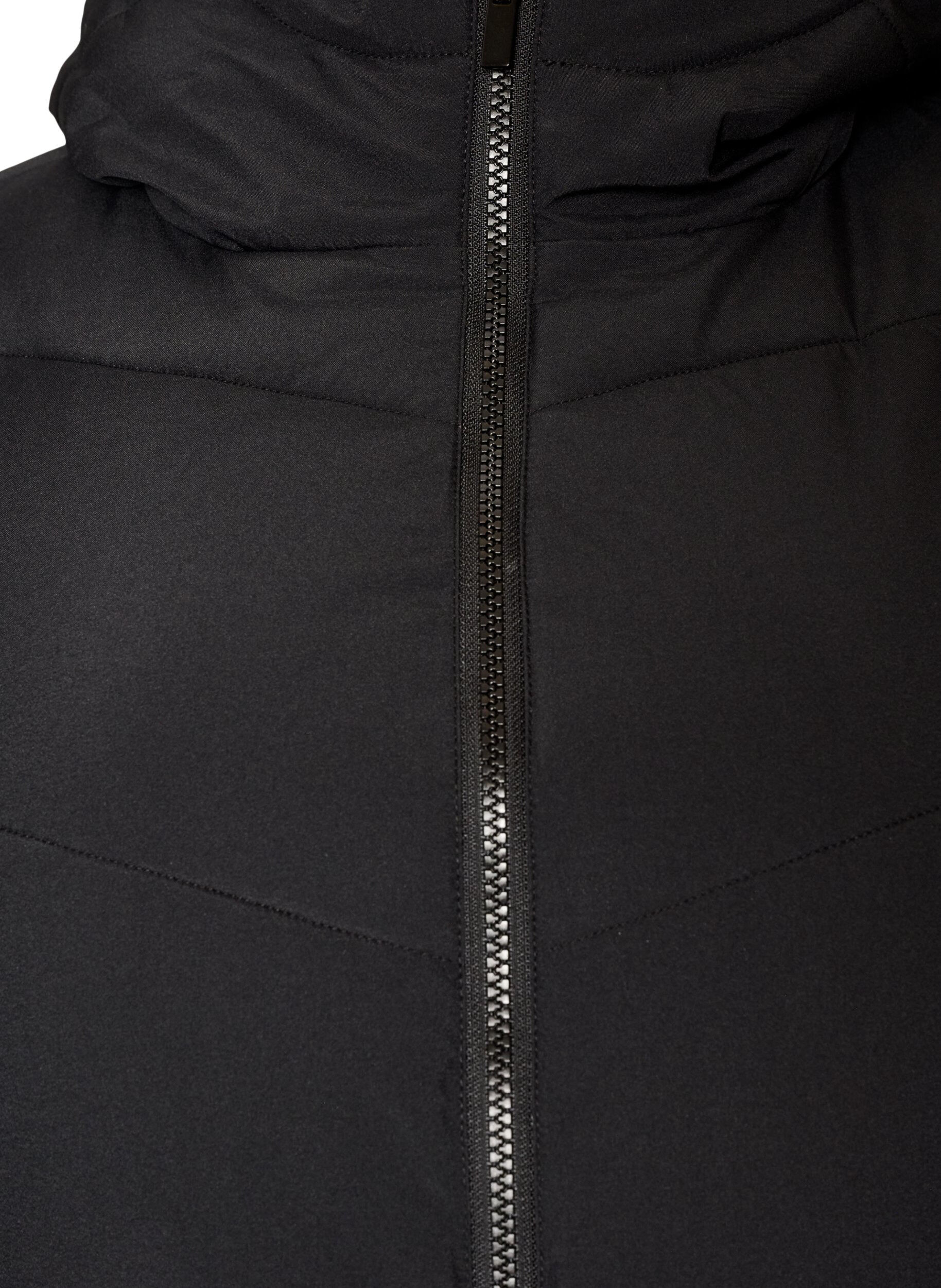 ZizziHalflange pufferjas met capuchon, Zwart, Packshot image number 2