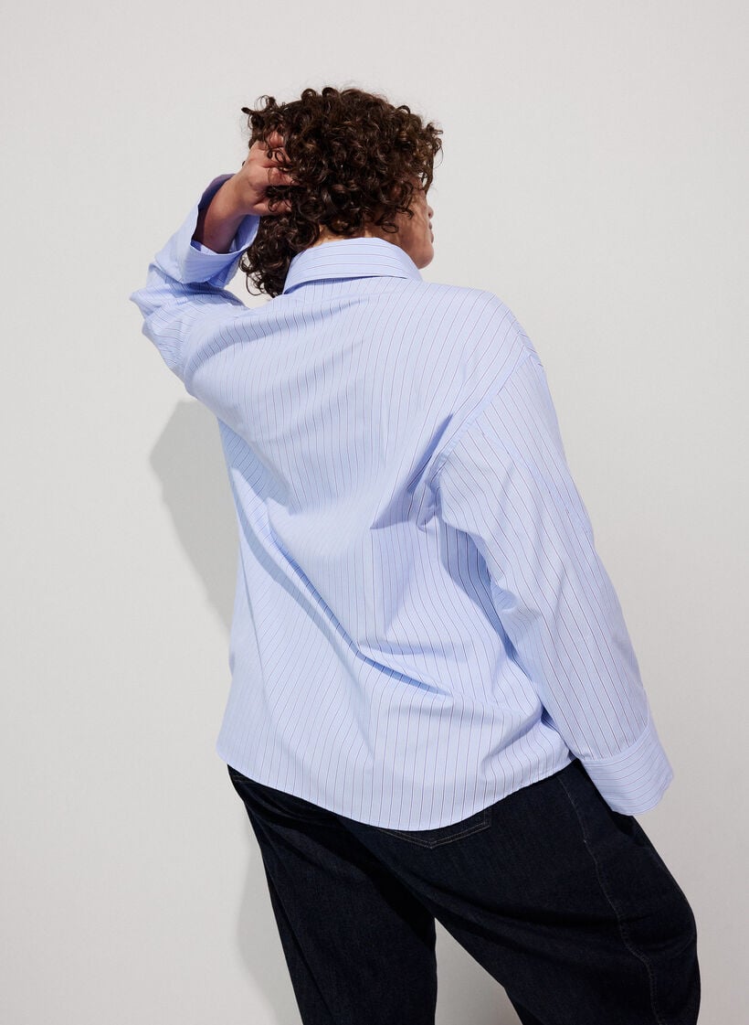 Losvallend shirt met strik, Blauw, Model image number 2