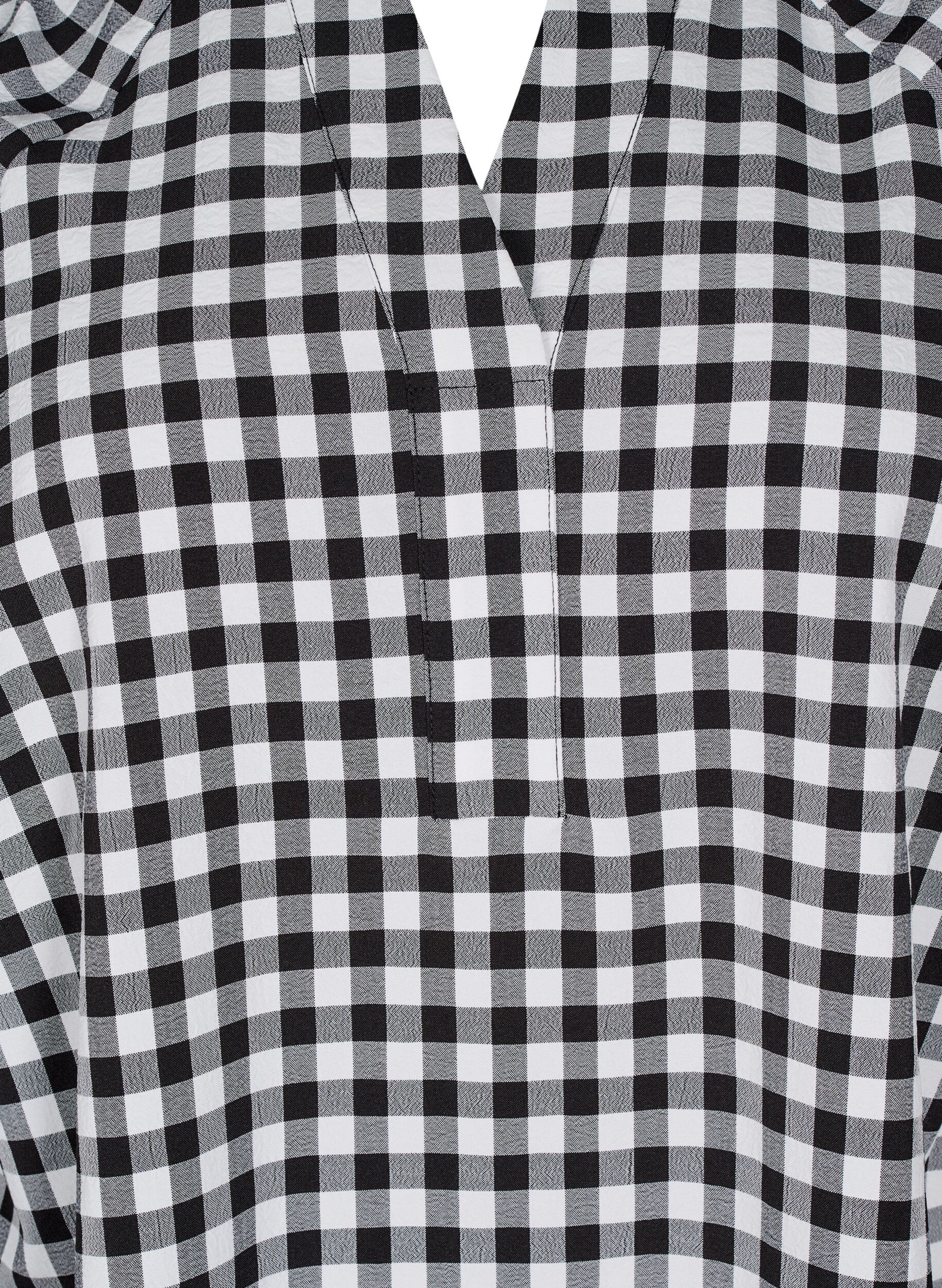 Zizzi Geruite tuniek met V-hals, Black/W. Gingham, Packshot image number 2