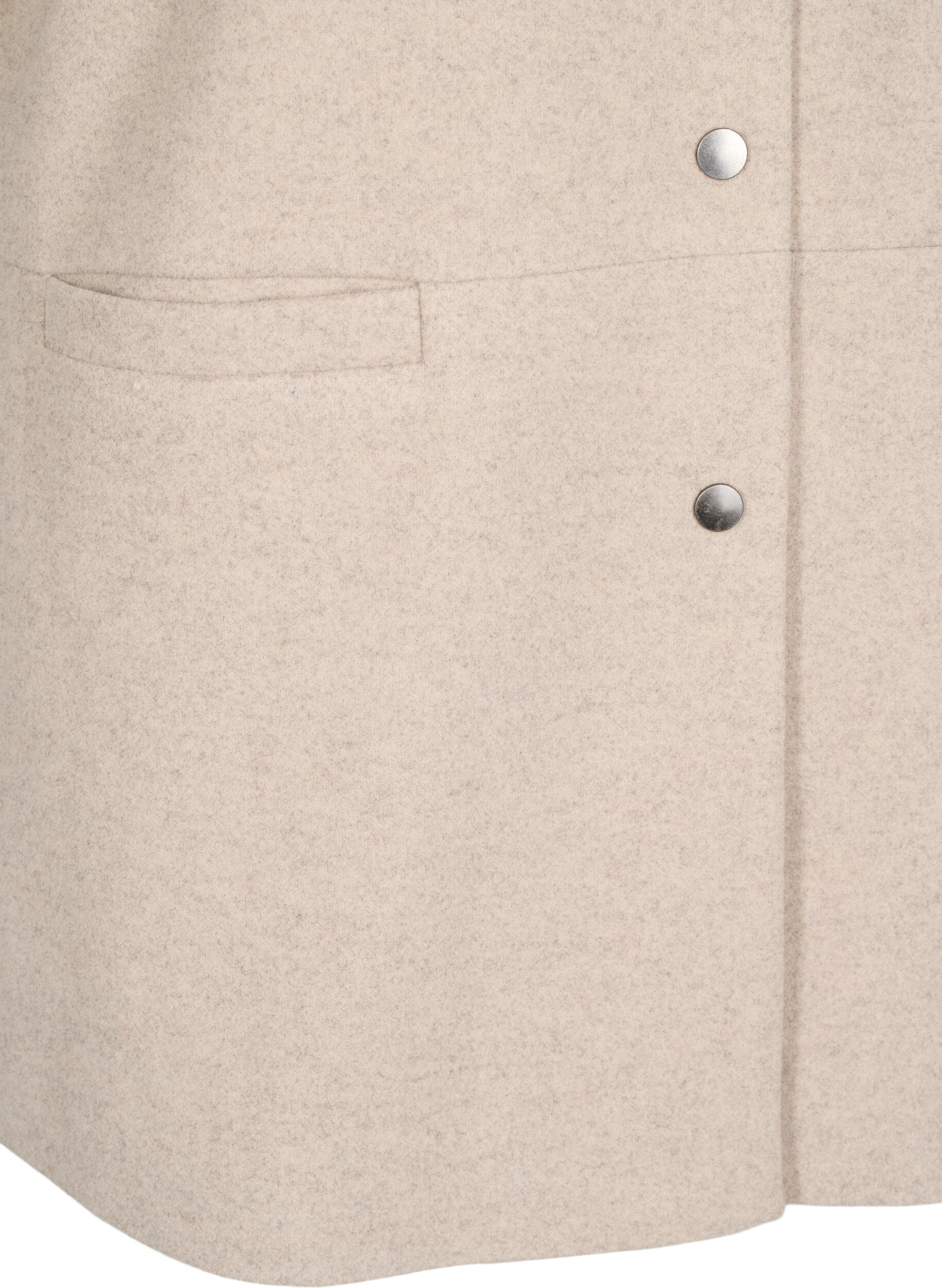 Zizzi Cape-jack met korte mouwen in een wol-look, Simply Taupe Mel., Packshot image number 3