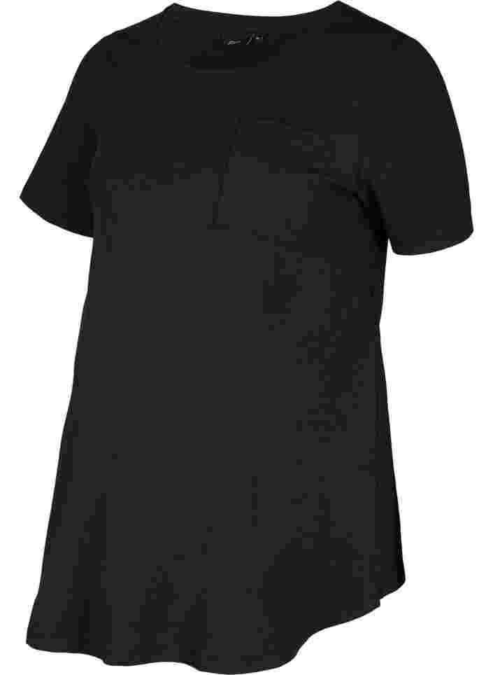 Zwangerschaps t-shirt in katoen met korte mouwen , Black, Packshot image number 0