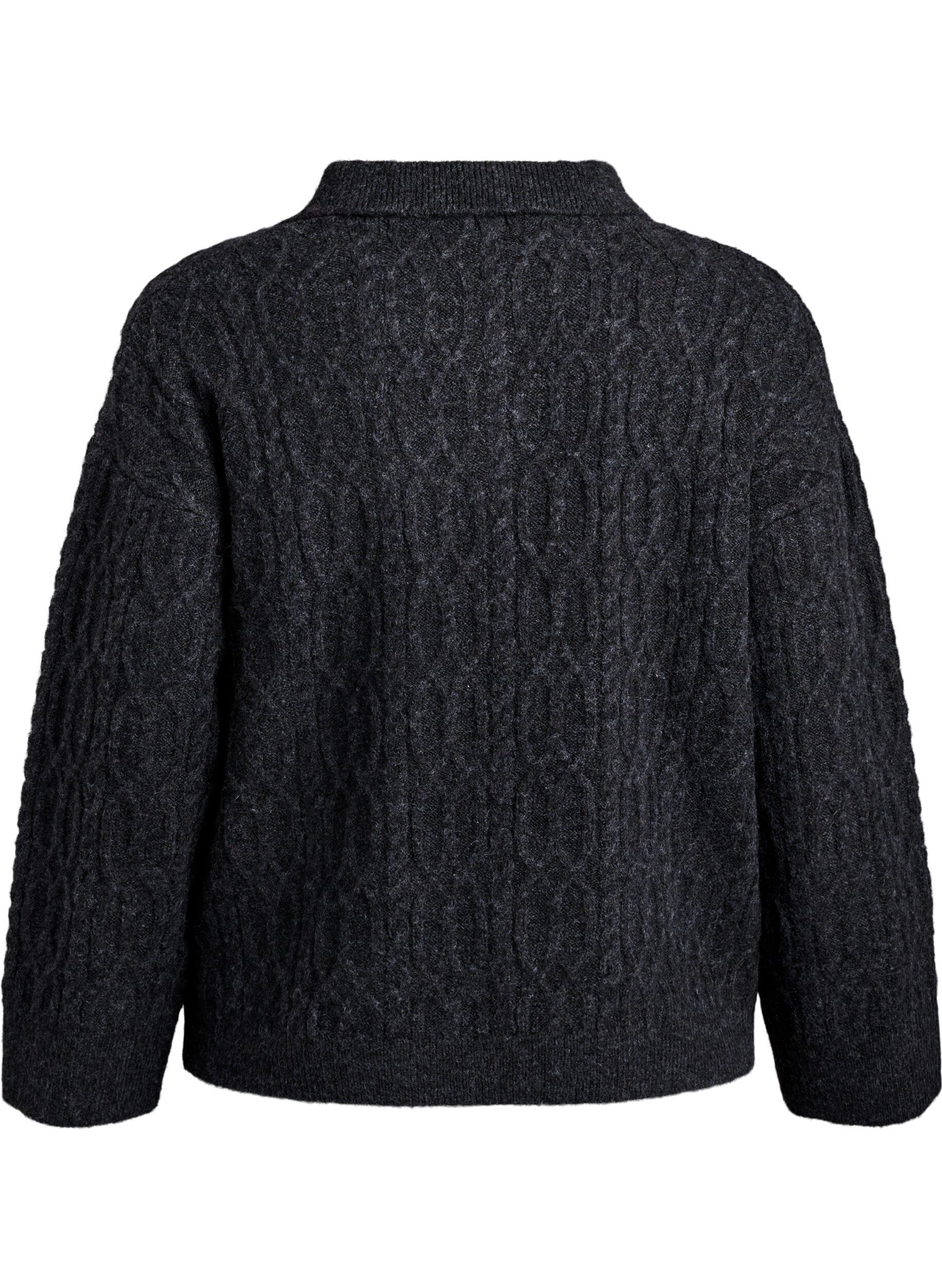 Zizzi Cable-knit trui met polokraag, Grijs, Packshot image number 1