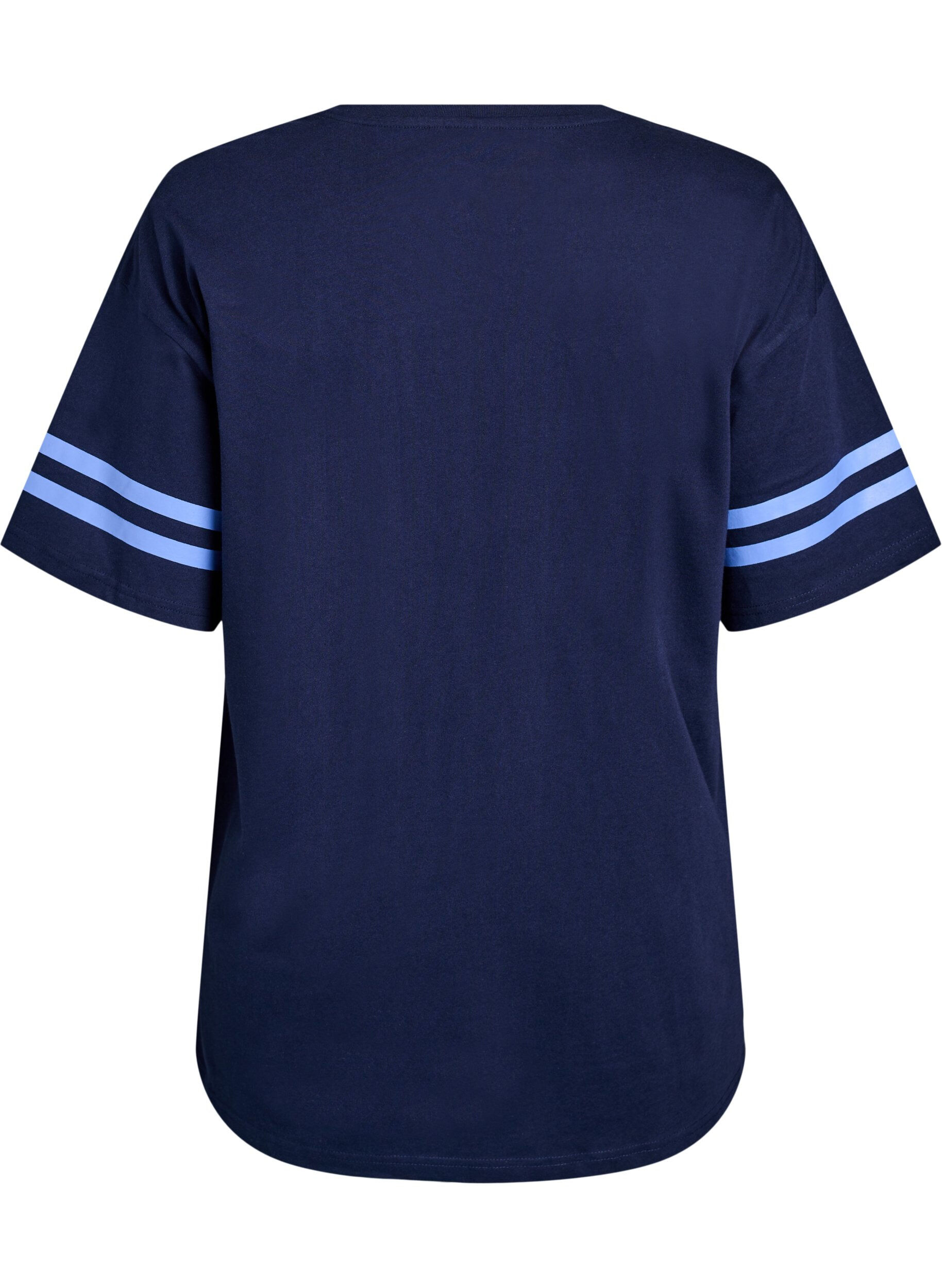 Zizzi Sportief oversized college T-shirt, Blauw, Packshot image number 1