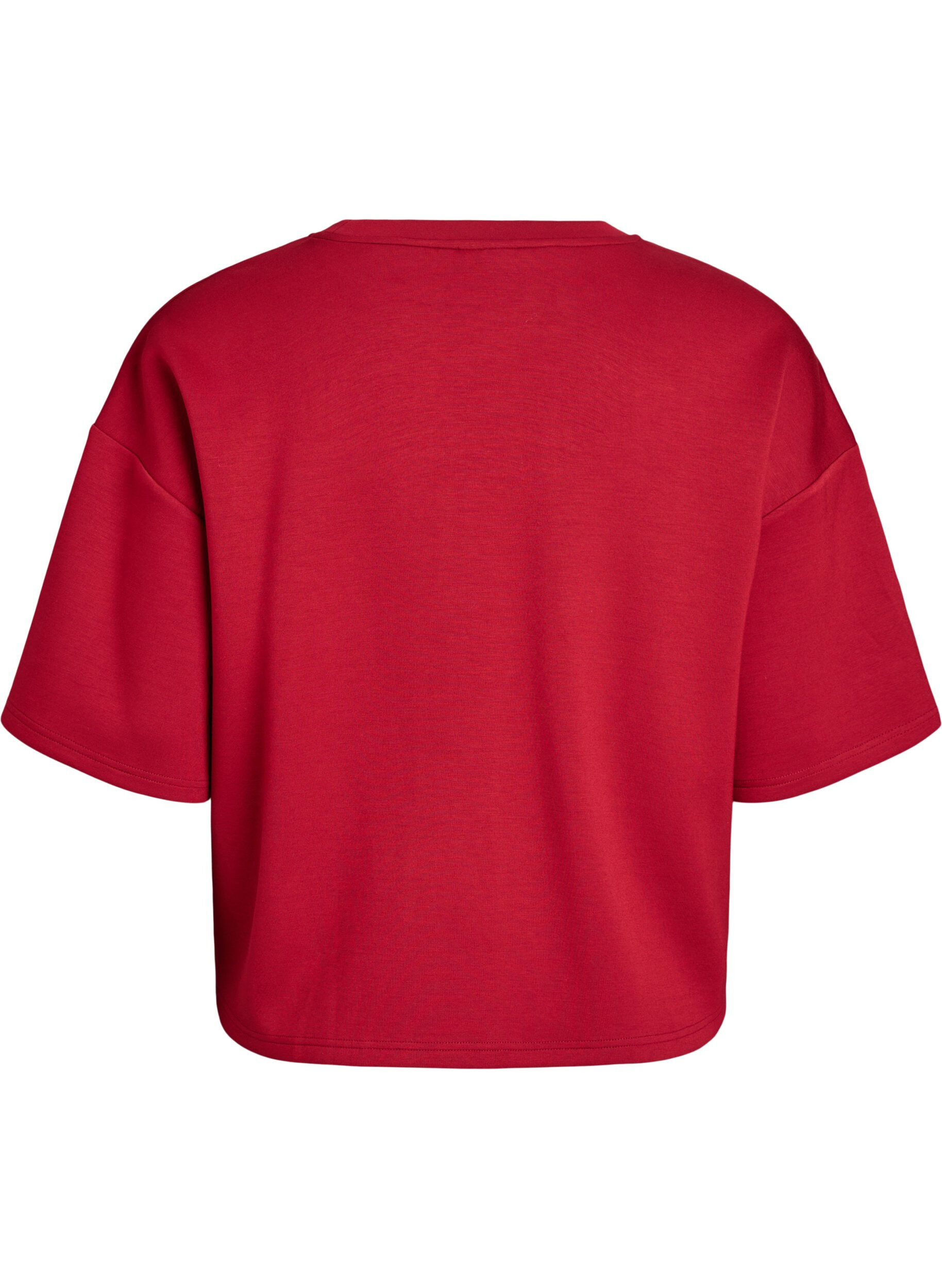 Zizzi Korte loose-fit T-shirt in modalblend, Rood, Packshot image number 1