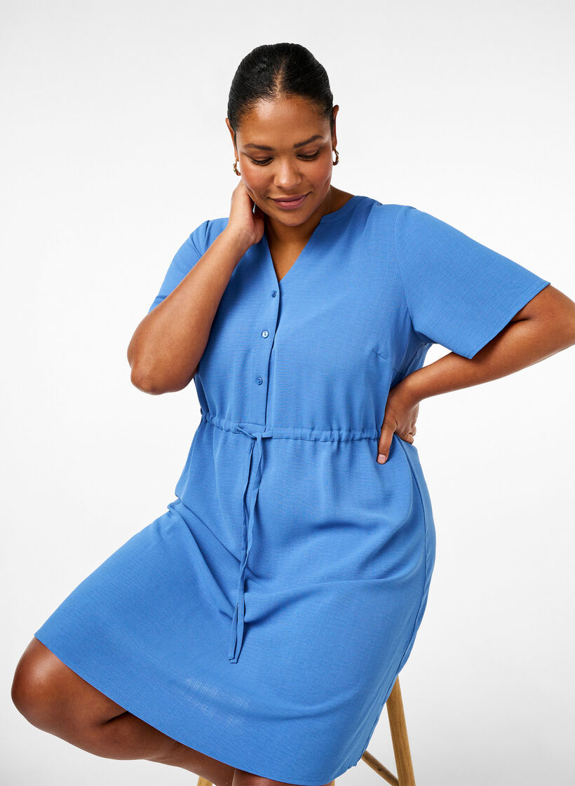 Jurk met korte mouwen en strik in de taille, Riverside, Image image number 0