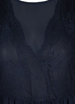 Lange jurk met korte mouwen en kant, Night Sky, Packshot image number 2