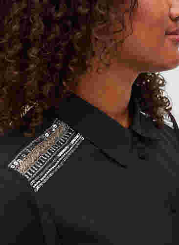 Lang shirt met parel details, Black, Model image number 2