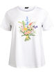 T-shirt in biologisch katoen met bloemenprint, B. White w. Flower, Packshot image number 0