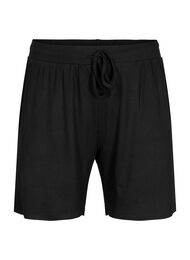 Losse viscose short met ribstructuur, Black