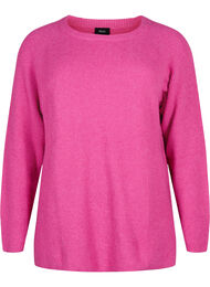 Gemêleerde pullover met zijsplit, R. Rose/White Mel.