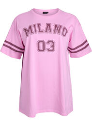 Sportief oversized college T-shirt, Roze