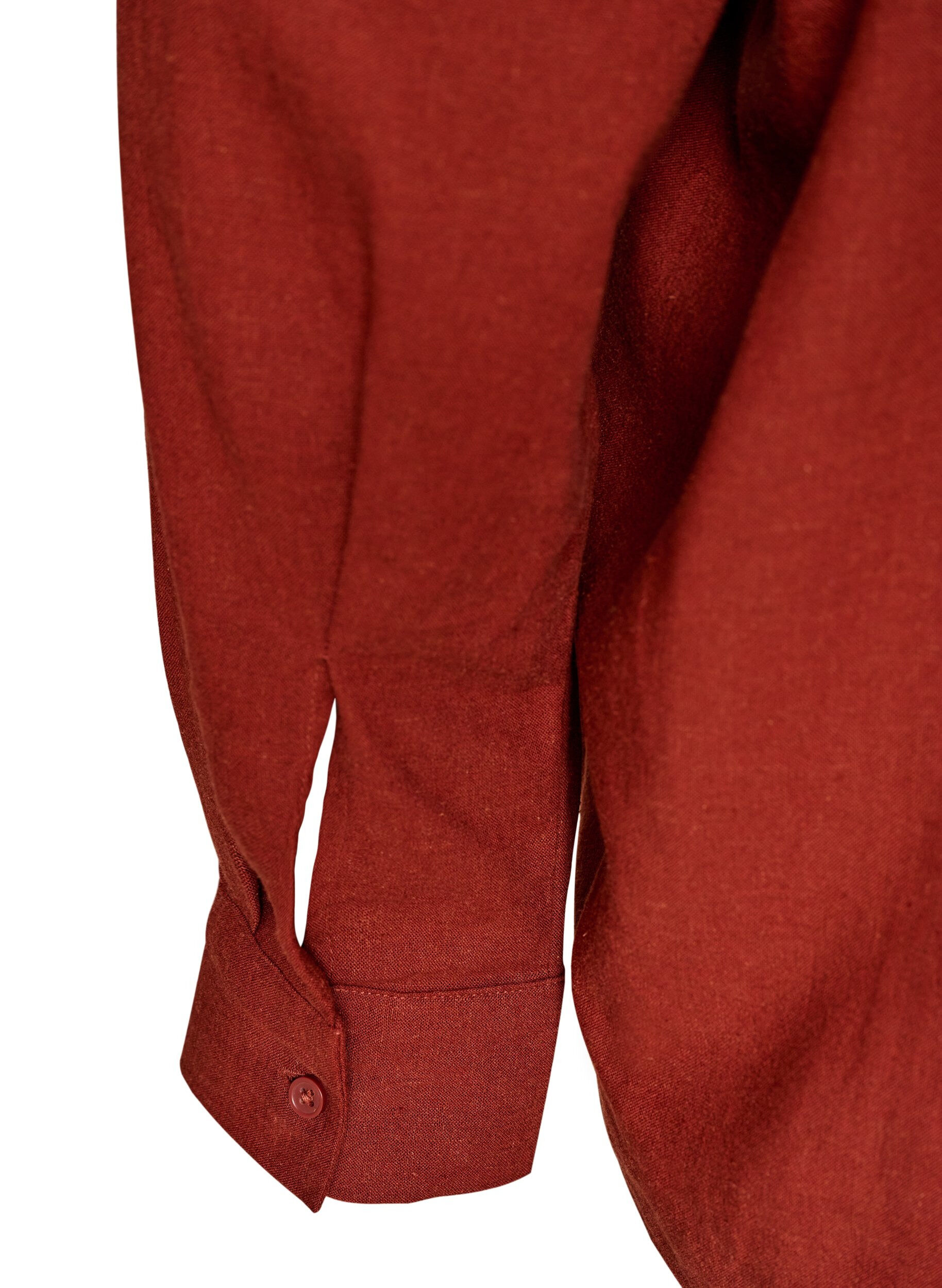 Zizzi Blouse in linnen en viscose met V-hals, Rood, Packshot image number 3