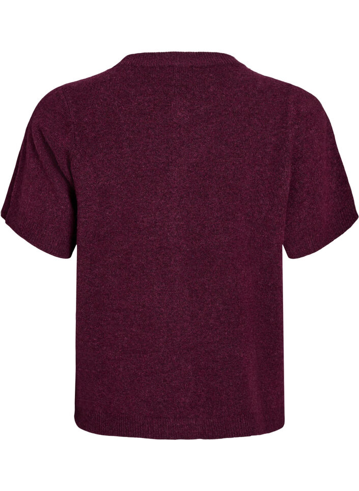 Gebreide kleding vest met korte mouwen, Donker Bordeaux, Packshot image number 1