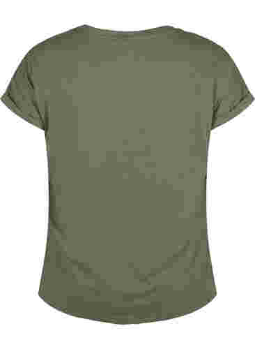 T-shirt met korte mouwen van katoenmix, Dusty Olive, Packshot image number 1