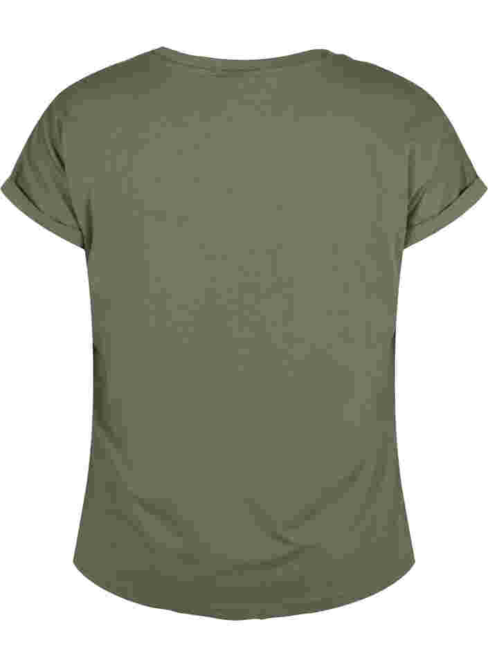 T-shirt met korte mouwen van katoenmix, Dusty Olive, Packshot image number 1