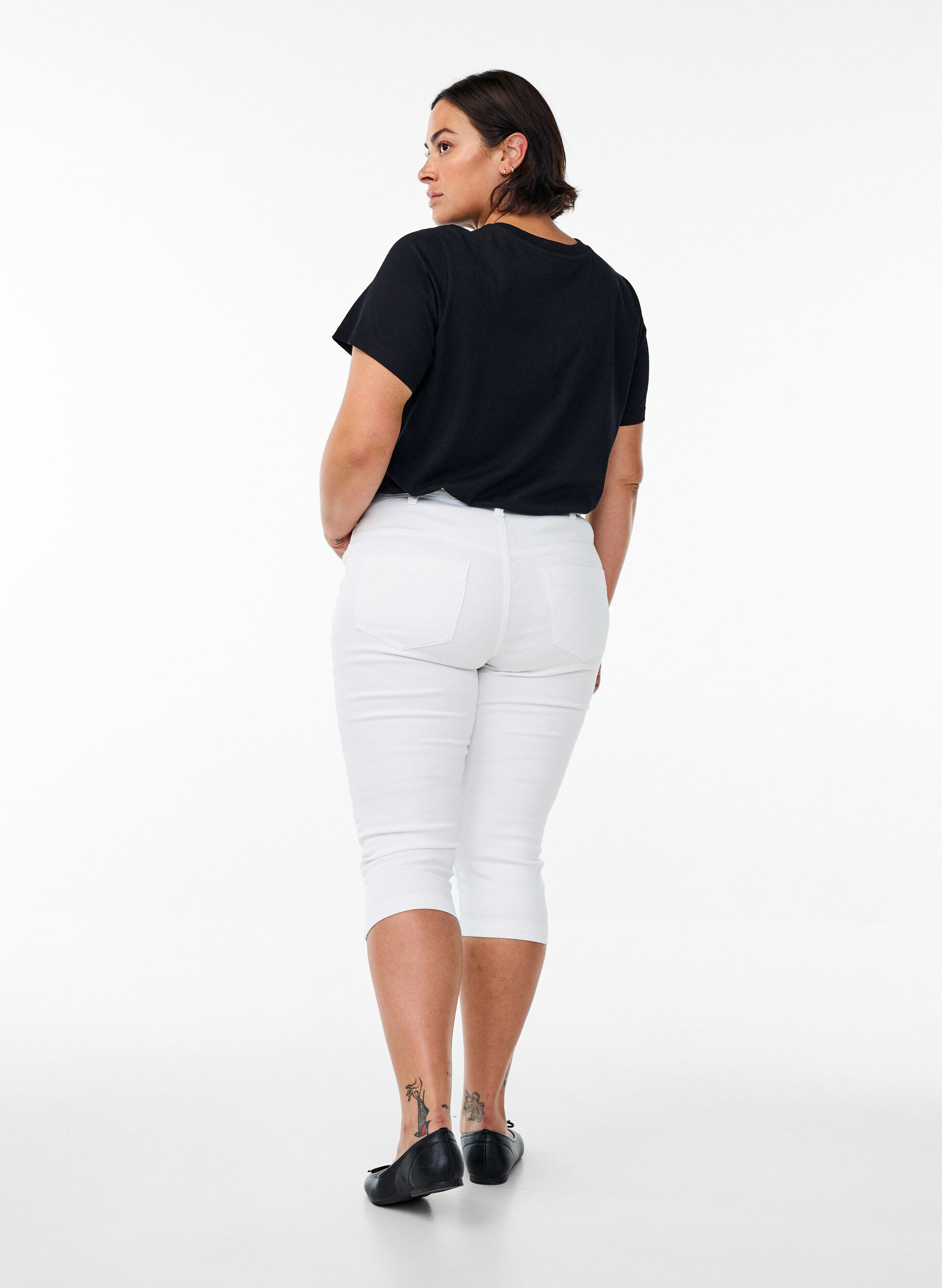 Zizzi Amy capri jeans met hoge taille en super strakke pasvorm, Wit, Model image number 1