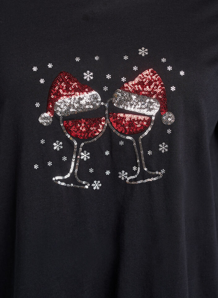 Kerst T-shirt van biologisch katoen, Zwart, Packshot image number 2