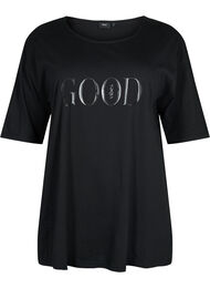 Oversized katoenen t-shirt met print, Black GOOD
