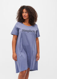 Katoenen nachthemd met korte mouwen en print, Grey W. Simplicity, Model