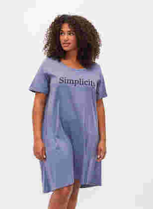 Katoenen nachthemd met korte mouwen en print, Grey W. Simplicity, Model