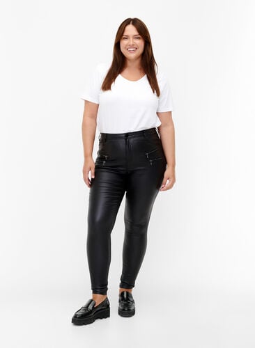 Gecoate Amy jeans met ritsdetail, Black, Model image number 0
