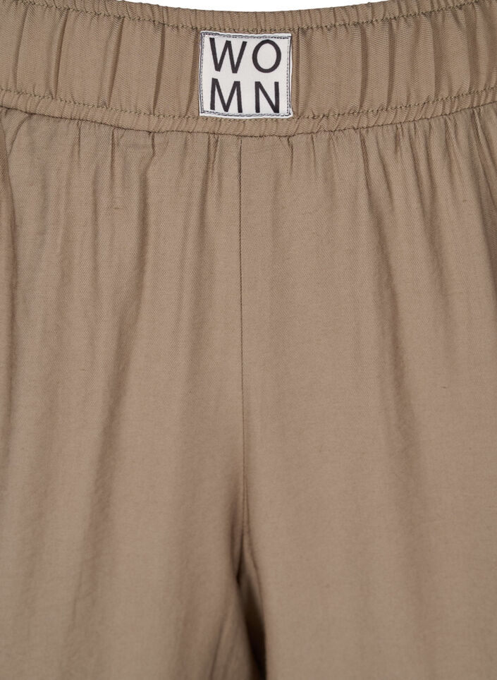 Losse viscose broek met elastische boorden en zakken, Timber Wolf, Packshot image number 2