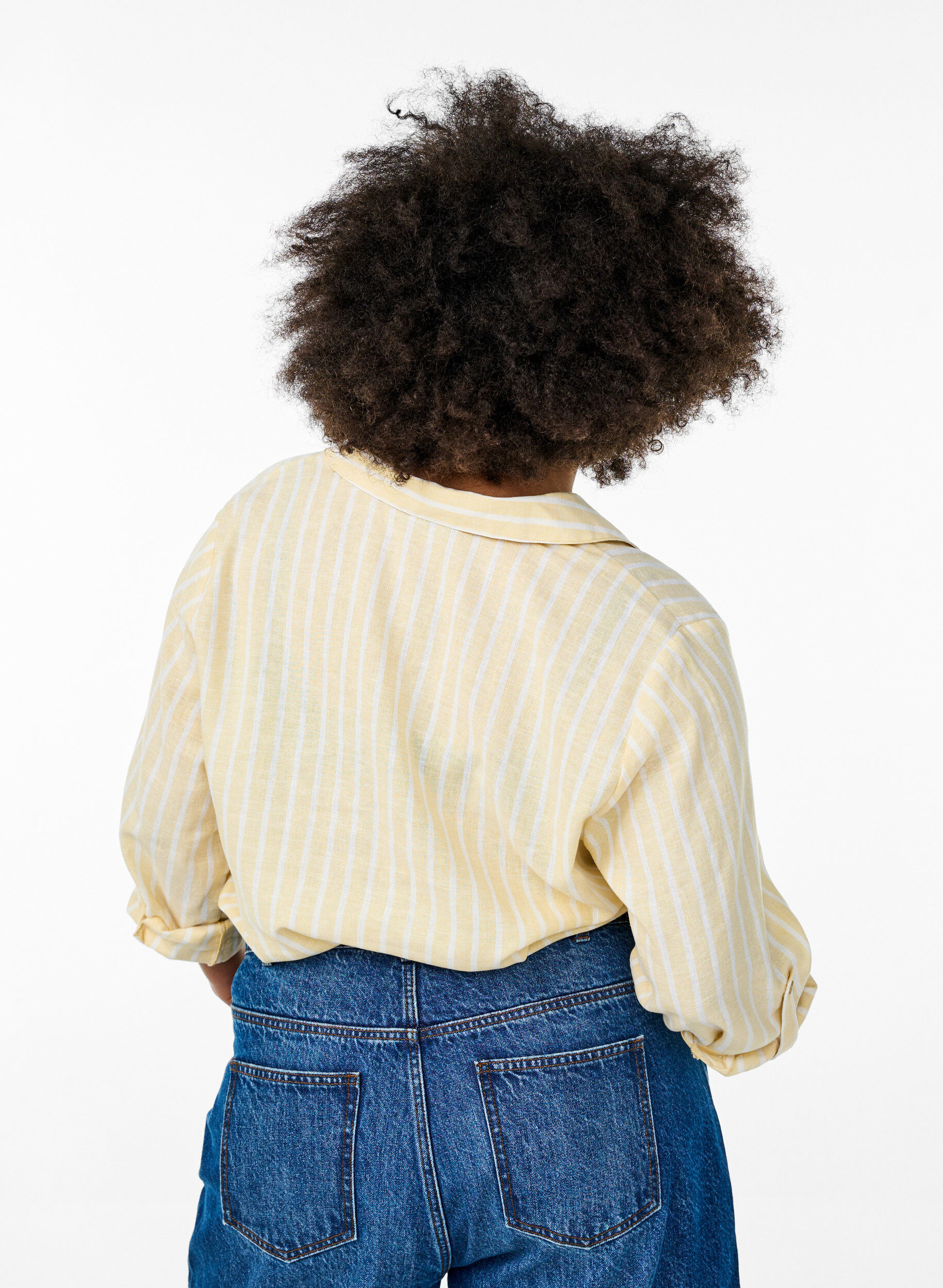 Zizzi Linnen en viscose shirt met 3/4 mouwen, Beige, Model image number 2