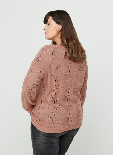 Gebreide blouse met patroon en wol, Burlwood mel, Model image number 1