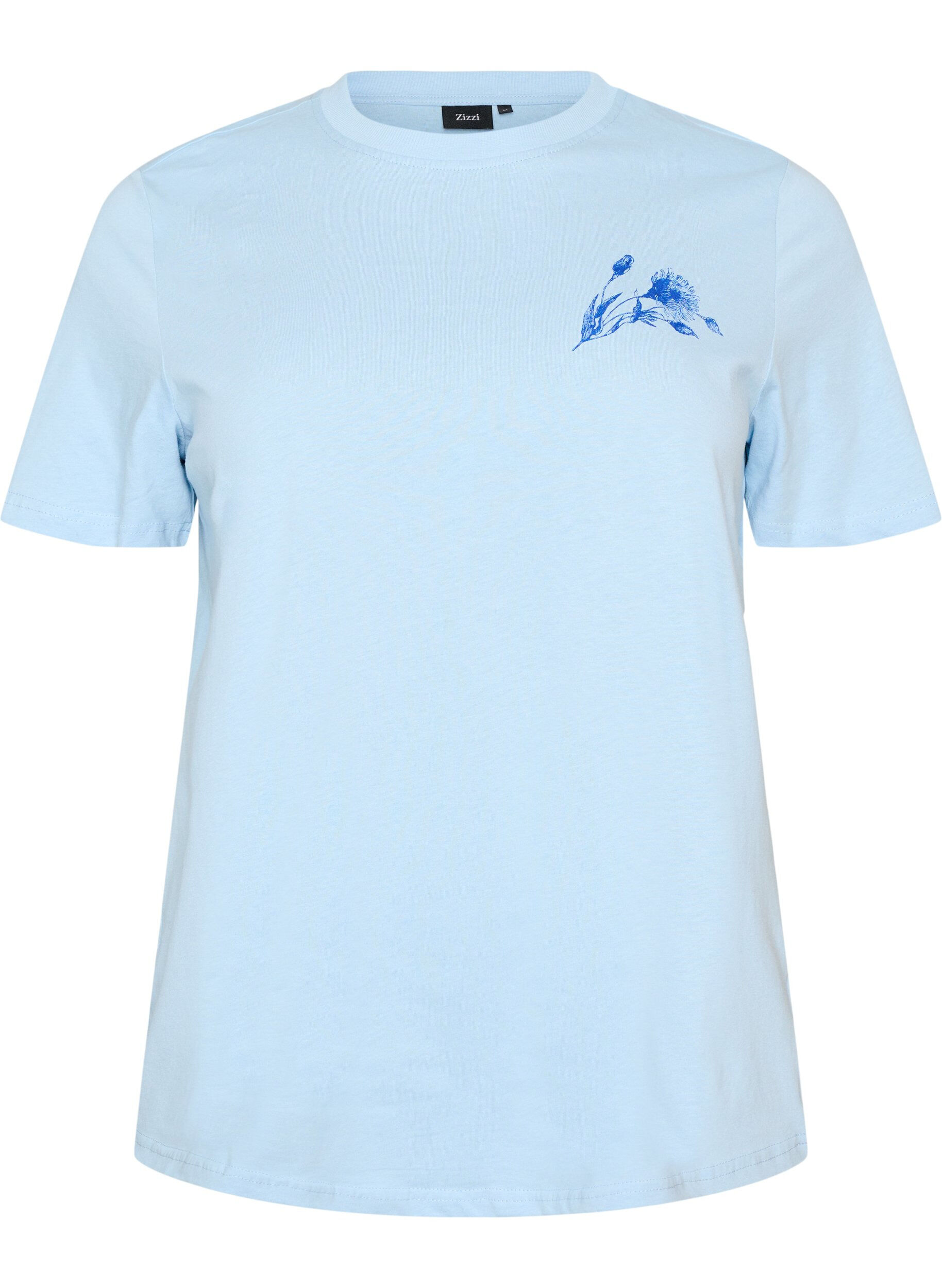 ZizziKatoenen T-shirt met print, Blauw, Packshot image number 0