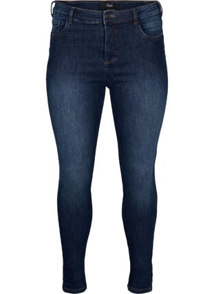 Super smalle jeans met hoge taille, Dark Blue, Packshot image number 0