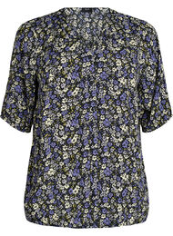 Viscose blouse met print en knoopsluiting, Zwart