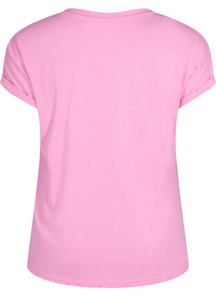 T-shirt met korte mouwen van katoenmix, Rosebloom, Packshot image number 1