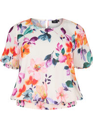 Gebloemde blouse met smokwerk, Buttercream Flower 