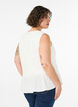 Mouwloze blouse met textuur en een striksluiting, Vanille, Model image number 2