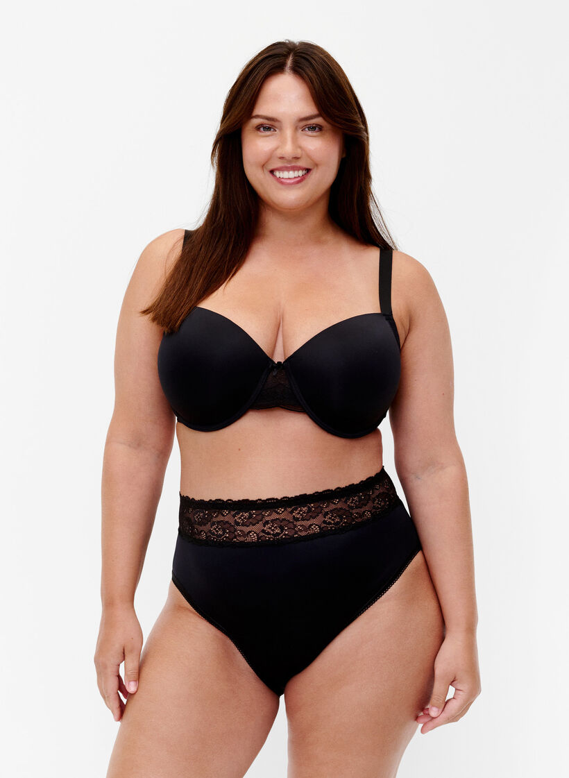 Menstruatieslipje met kant, Zwart, Model image number 0