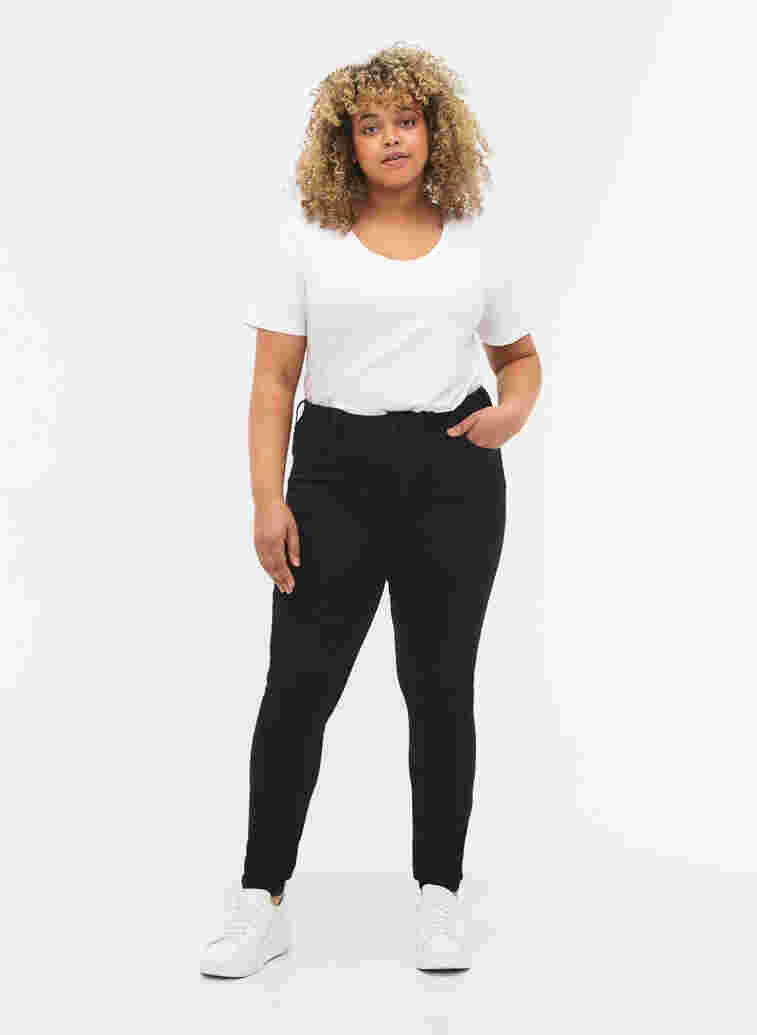 super slim fit Amy jeans met hoge taille, Black, Model image number 0