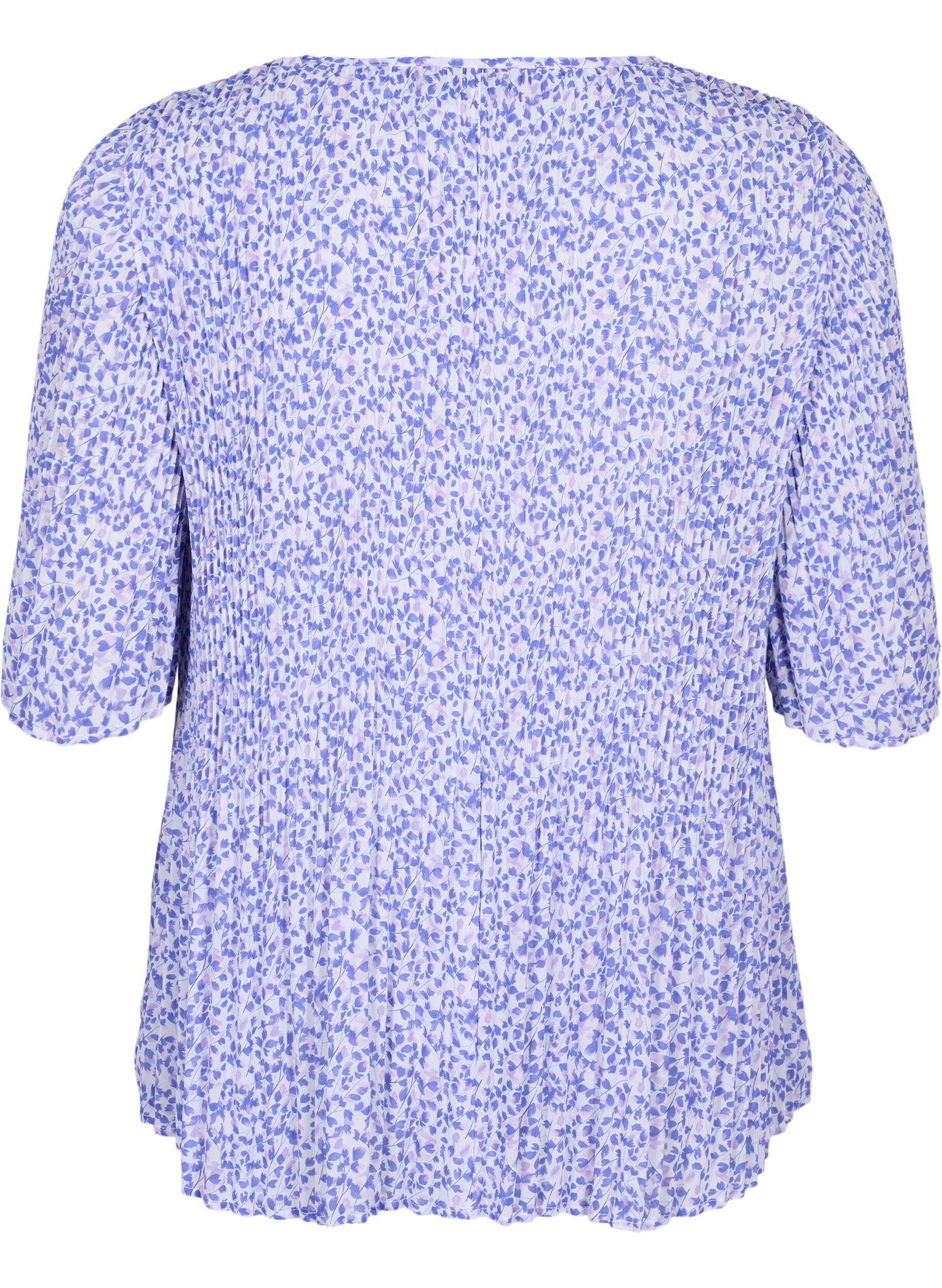 Zizzi Gebloemde blouse met plooien, Small Flower AOP, Packshot image number 1