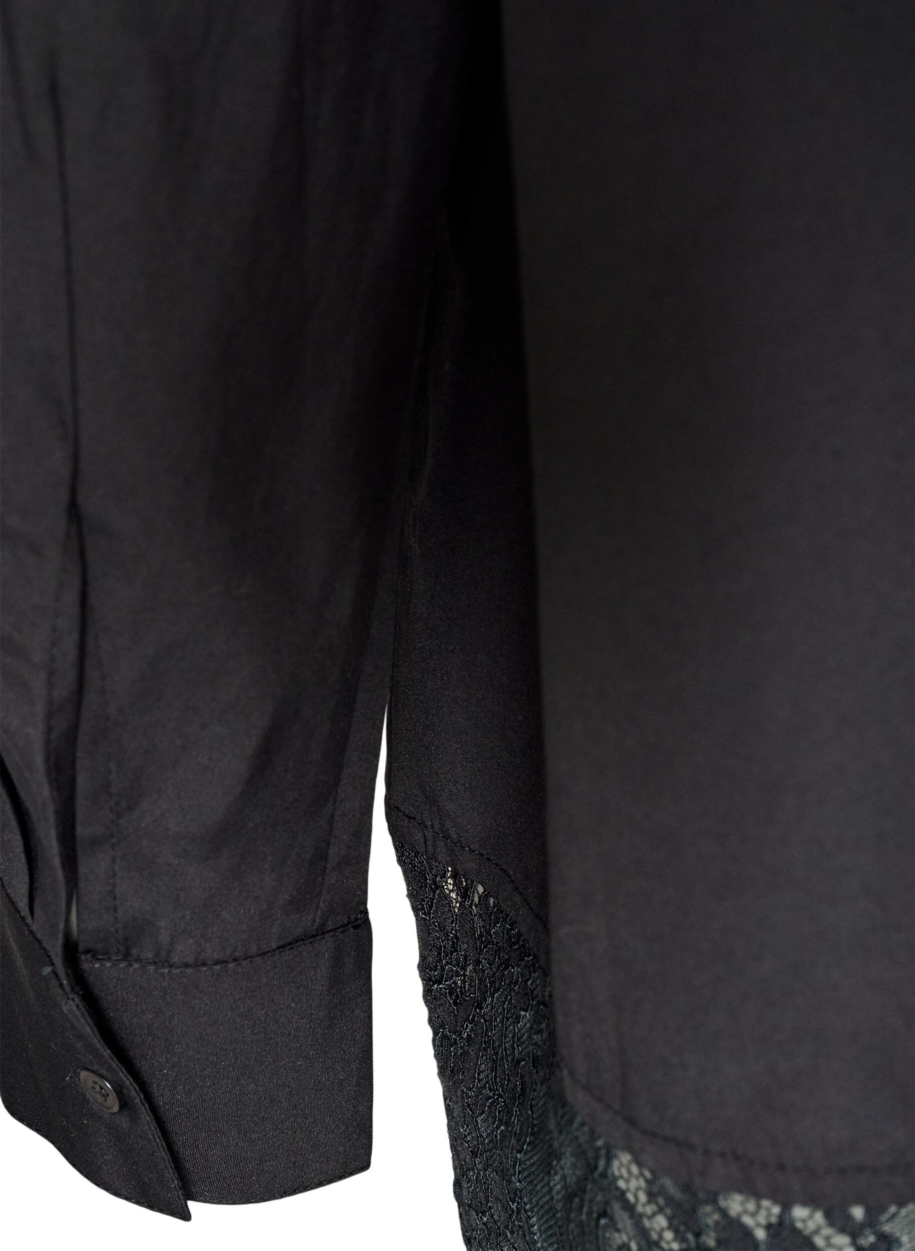 ZizziLosse blouse met een brede kanten rand, Zwart, Packshot image number 3