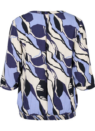 Bedrukte viscose blouse met 3/4 mouwen, Blue Abstract AOP, Packshot image number 1